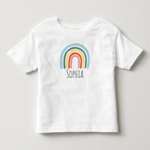 Girls Cute Modern Magic Rainbow Tecknad och Namn T Shirt
