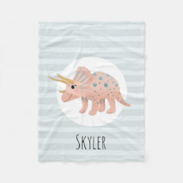 Girls Cute Modern Rosa Triceratops Dinosaur Kids Fleecefilt