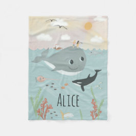 Girls Cute Ocean Orca och Whale Kids Fleecefilt