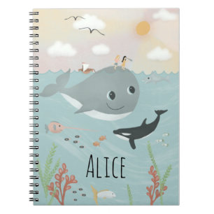 Girls Cute Ocean Orca och Whale Kids School Anteckningsbok