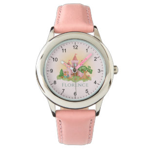 Girls Cute och Rosa Princess Castle Fairytale Kids Armbandsur