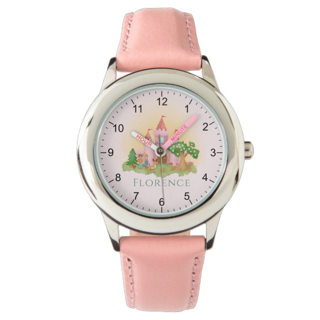 Girls Cute och Rosa Princess Castle Fairytale Kids Armbandsur (Framsida)