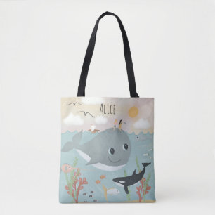 Girls Cute och Whimsical Ocean Whale Tygkasse