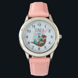 Girls Cute Otter Tecknad Flowers och Namn Kids Armbandsur<br><div class="desc">Den här vackra och gigantiska barnklockan har en vacker,  bättre tecknad med blommor och flod-ogräs och är lätt att läsa siffror. Den här fina designen har också en ställe för dig att lägga till din flickas namn. Perfekten är bättre tema,  blommigt design för din lilla!</div>