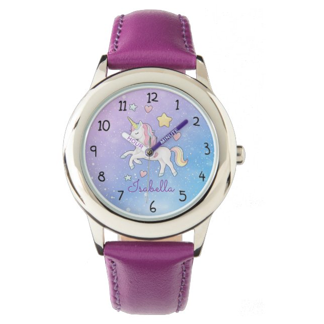 Girls Cute Personlig Magic Unicorn Armbandsur (Framsida)