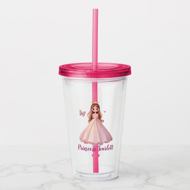 Girls Cute Personlig Princess Gnistra Rosa Take Away Mugg (Framsida)