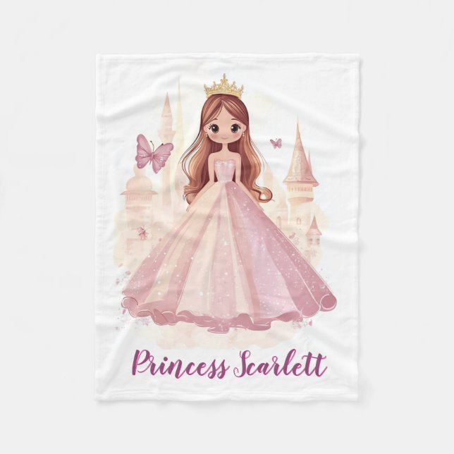 Girls Cute Princess Gnistra Personlig Rosa Fleecefilt (Framsidan)