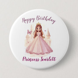 Girls Cute Princess Sparkle Personalised Pink Knapp