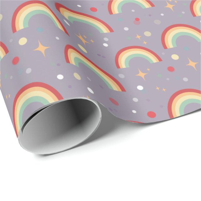 Girls Cute Purple Magical Rainbow Birthday Presentpapper (Rullad Hörn)
