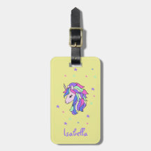 Girls Cute Rainbow Magic Unicorn & Custom Name