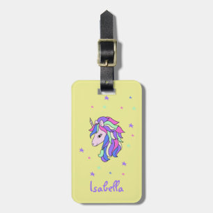 Girls Cute Rainbow Magic Unicorn & Custom Name Bagagebricka