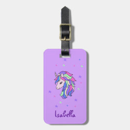 Girls Cute Rainbow Magic Unicorn & Custom Name Bagagebricka