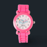 Girls Cute Rainbow Narwhal Tecknad och Namn Kids Armbandsur<br><div class="desc">Den här vackra barnklockan har en vacker, hand plockade-regnbågssnäckans tecknad. Den här vackra färglösa designen har också en ställe som gör att du kan lägga till din flickas namn. Med tydliga och lättlästa siffror är denna "första" klocka underbar för dem som just börjar lära sig tiden. Perfektens havets tema för...</div>