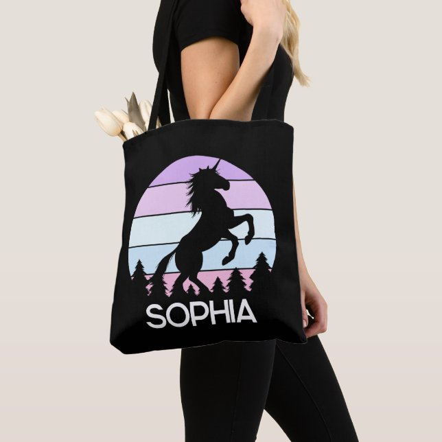 Girls Cute Rainbow Pastel Sunset Kids Tote Bag Tygkasse (Närbild)
