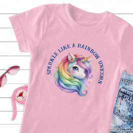 Girls Cute Rainbow Unicorn Anpassningsbar Slogan T Shirt