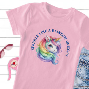 Girls Cute Rainbow Unicorn Anpassningsbar Slogan T Shirt