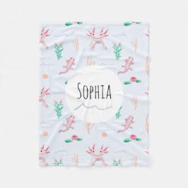 Girls Cute Rosa Axolotl River Mönster Kids Fleecefilt