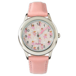 Girls Cute Rosa Ballerina Personlig Namn Armbandsur