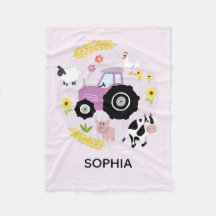 Girls Cute Rosa Boskap Traactor & Namn Kids