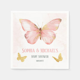 Girls Cute  Rosa Butterfly Baby Shower Party Pappersservett