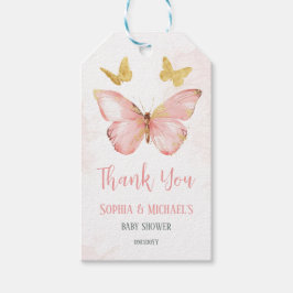 Girls Cute  Rosa Butterfly Baby Shower Party Presentetikett