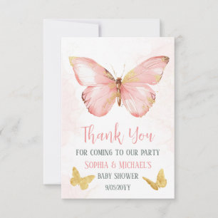 Girls Cute Rosa Butterfly Baby Shower Party Tack Kort