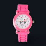 Girls Cute Rosa Doktor Ambulance Kids Armbandsur<br><div class="desc">Den här söta och moderna barn-klockan har en ambulanskur och en ställe för dig att lägga till dina flickor namn. Perfekt för alla barn som drömmer om att vara doktor eller sjukvårdare! Med tydliga siffror och en rosa bakgrund är den här klockan underbar för ett litet lärande att visa tiden....</div>