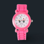 Girls Cute Rosa Doktor Ambulance Kids Armbandsur<br><div class="desc">Den här söta och moderna barn-klockan har en ambulanskur och en ställe för dig att lägga till dina flickor namn. Perfekt för alla barn som drömmer om att vara doktor eller sjukvårdare! Med tydliga siffror och en rosa bakgrund är den här klockan underbar för ett litet lärande att visa tiden....</div>
