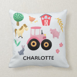 Girls Cute Rosa Farm Animal Tractor Kids Nursery Kudde