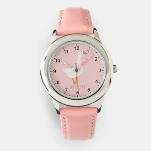 Girls Cute Rosa Farm Goose Kids Armbandsur