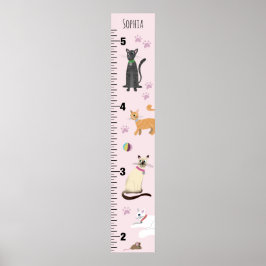Girls Cute Rosa Kattunge Tecknad Growth Diagram Poster