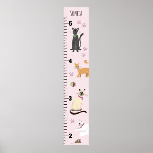 Girls Cute Rosa Kattunge Tecknad Growth Diagram Poster