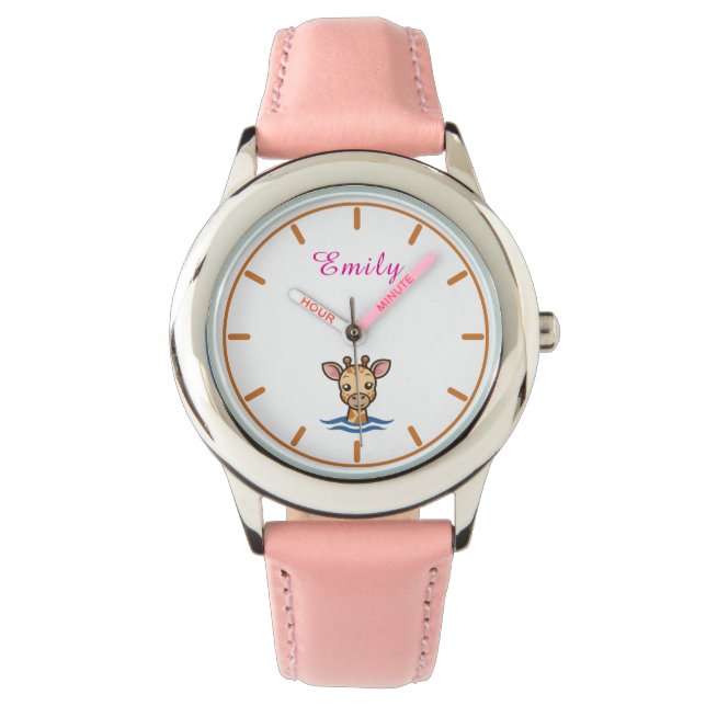 Girls Cute Rosa Kids Giraffe Armbandsur (Framsida)