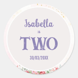 Girls Cute Rosa Lila Butterfly Barns födelsedag Runt Klistermärke