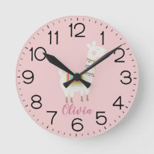 Girls Cute Rosa Llama Anpassningsbar Nursery Kids