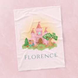 Girls Cute Rosa Princess Castle Fairytale Kids Fleecefilt