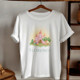 Girls Cute Rosa Princess Castle Kids T Shirt