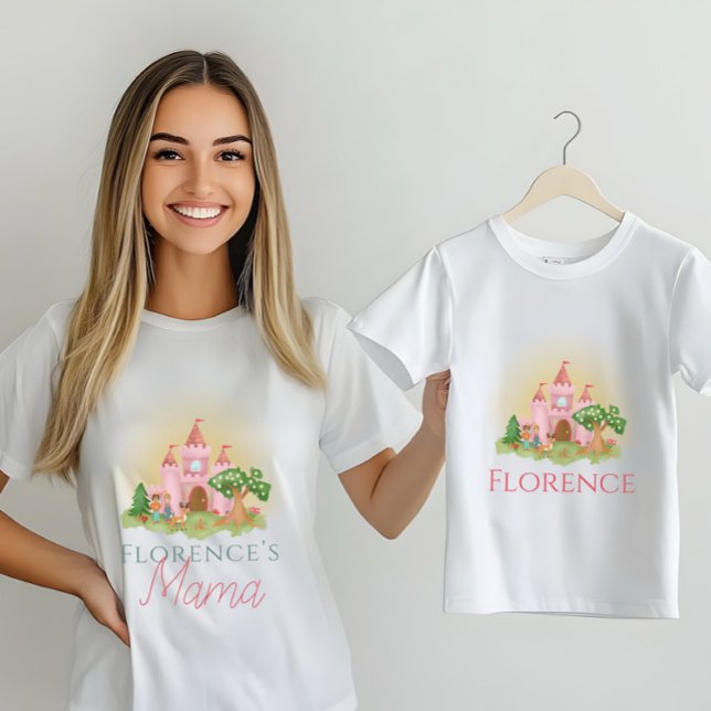 Girls Cute Rosa Princess Castle Mamma T Shirt (Skapare uppladdad)