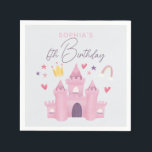 Girls Cute Rosa Princess Palace Kids 6e Birthday Pappersservett<br><div class="desc">Den här söta flickorna Birthday napkin-designen har ett rosa palats med stjärnor och hjärtan och en prinsessa krona. Med napkin kan du lägga till namn och ålder i ett elegant-skript. Perfekt för vilken liten prinsessa älskare födelsedag som helst, underbar för en 6e födelsedag, men fullt anpassade för att ta hand...</div>