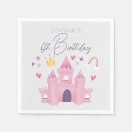 Girls Cute Rosa Princess Palace Kids 6e Birthday Pappersservett
