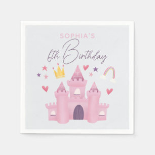 Girls Cute Rosa Princess Palace Kids 6e Birthday Pappersservett