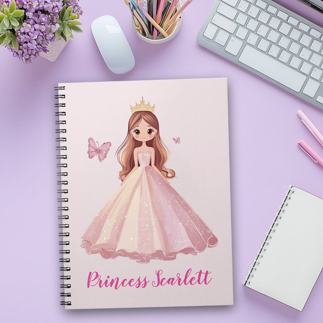 Girls Cute Rosa Princess Personlig Notebook Anteckningsbok (Skapare uppladdad)