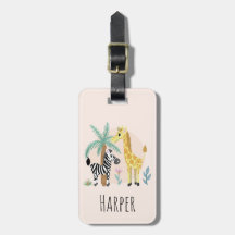 Girls Cute Rosa Safari Animals Giraffe Zebra Kids