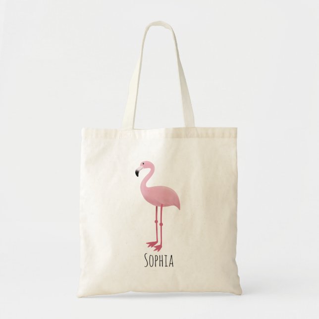 Girls Cute Rosa Tropical Flamingo Kids Tygkasse (Framsidan)