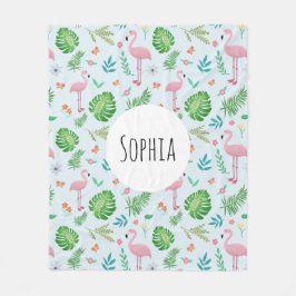Girls Cute Rosa Tropical Flamingo Pattern Kids Fleecefilt