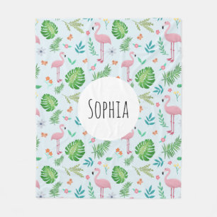 Girls Cute Rosa Tropical Flamingo Pattern Kids Fleecefilt