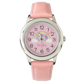 Girls Cute Rosa Unicorn Rainbow Personlig Armbandsur