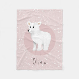 Girls Cute Rosa Winter Polar Bear Helgdag Kids Fleecefilt