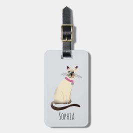 Girls Cute Seal Point Siamese Cat Namn Kids Bagagebricka