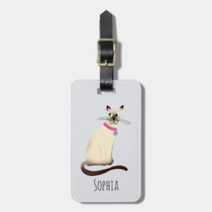 Girls Cute Seal Point Siamese Cat Namn Kids Bagagebricka